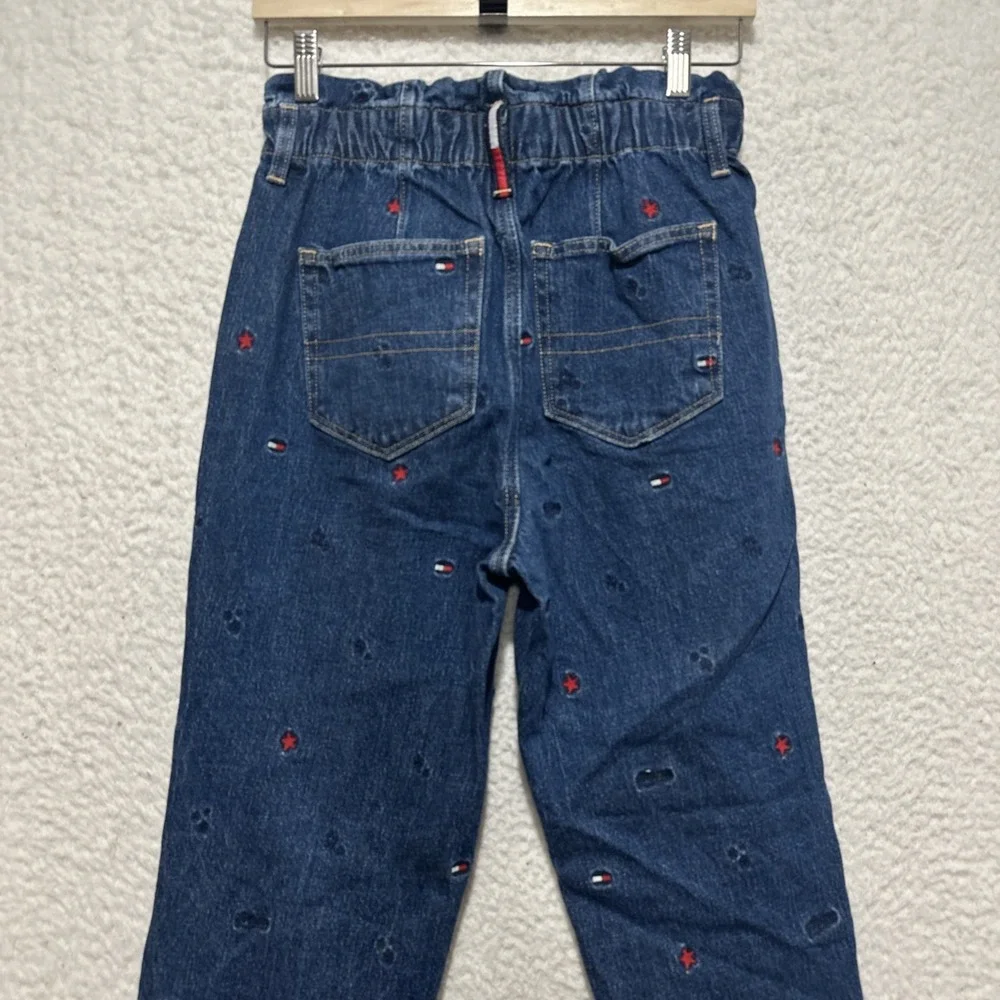 Tommy Hilfiger Women's Paperbag High Rise‎ Star & Flag Waist Jeans Blue Size 2
